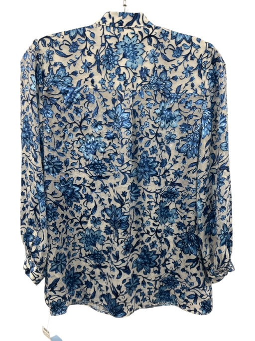 Alice & Olivia Size XS Blue & White Viscose Blend Long Sleeve Floral Top Blue & White / XS