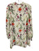 Ted Baker Size 2 White, Pink, Green Polyester Long Sleeve Floral Applique Dress White, Pink, Green / 2