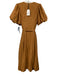 English Factory Size S Brown Tencel Blend Short Balloon Sleeve Zip Up Midi Dress Brown / S