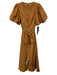 English Factory Size S Brown Tencel Blend Short Balloon Sleeve Zip Up Midi Dress Brown / S