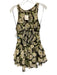 Free People Size XS Black, White, Green Polyester Sleeveless Floral Mini Dress Black, White, Green / XS