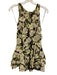 Free People Size XS Black, White, Green Polyester Sleeveless Floral Mini Dress Black, White, Green / XS