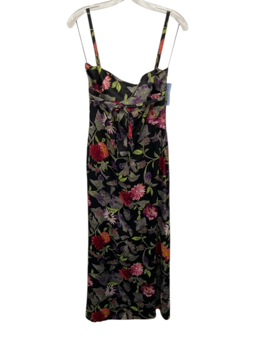 Bazar Christian Lacroix Size 36 Black & Multi Silk Blend Floral Sleeveless Dress Black & Multi / 36