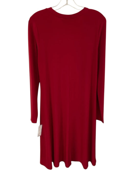 Norma Kamali Size M Red Polyester Blend Long Sleeve Shift Dress Red / M