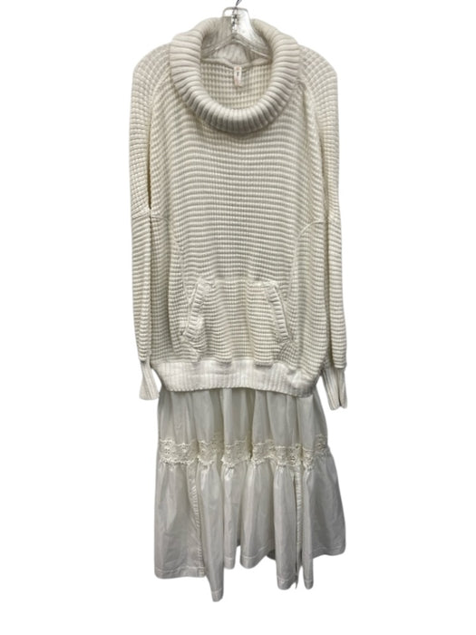 Daily Practice Size 3X Cream White Cotton & Polyester Waffle Knit Twofer Dress Cream White / 3X