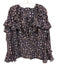 J. Crew Size M Navy Blue, Purple & Multi Polyester Botanical Long Sleeve Top Navy Blue, Purple & Multi / M