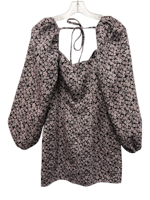 The Frolic Size 6 Black & Light Pink Polyester Blend Floral Jacquard Dress Black & Light Pink / 6