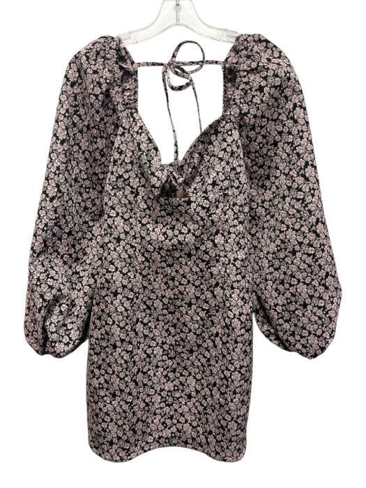 The Frolic Size 6 Black & Light Pink Polyester Blend Floral Jacquard Dress Black & Light Pink / 6
