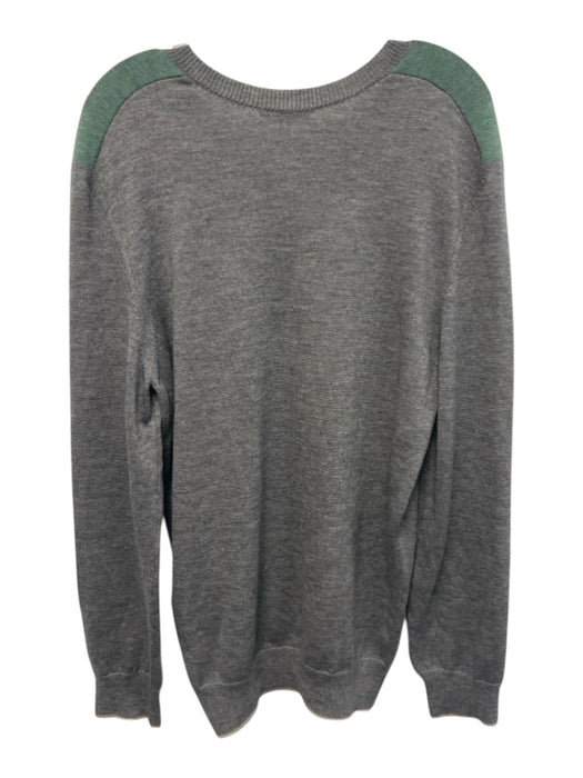 Kiln Size M Gray & Green Wool Blend Solid V Neck Men's Sweater Gray & Green / M