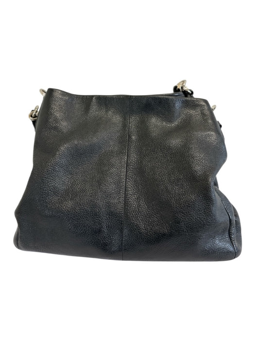Coach Black Leather Zip Close Magnetic Snap Closure Multiple Compartments Bag Black