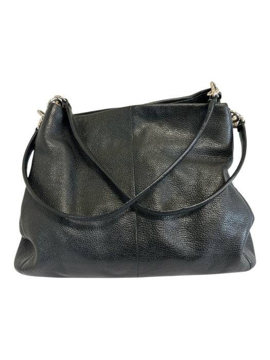 Coach Black Leather Zip Close Magnetic Snap Closure Multiple Compartments Bag Black