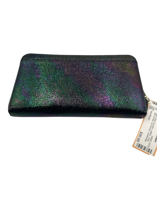 Henri Bendel Black, Green & purple Leather Color Shift Oil Slick Wallets Black, Green & purple