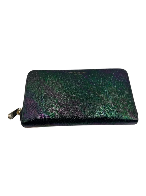 Henri Bendel Black, Green & purple Leather Color Shift Oil Slick Wallets Black, Green & purple