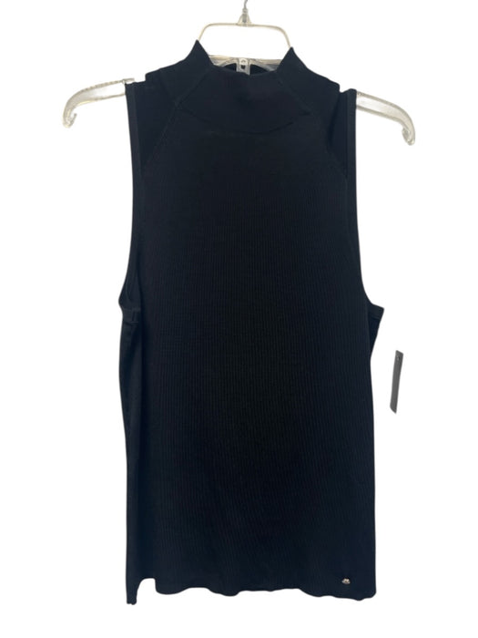 Ted Baker Size L Black Viscose Blend Mock Neck Sleeveless Top Black / L
