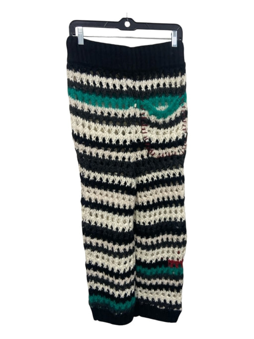 Marni Size Missing Size Tag Black, Cream, Teal Wool Blend Drawstring Knit Pants Missing Size Tag
