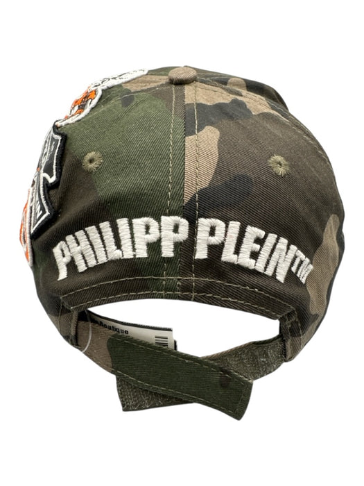 Philipp Plein Green, Brown, & Orange Cotton Camo Velcro Men's Hat Green, Brown, & Orange