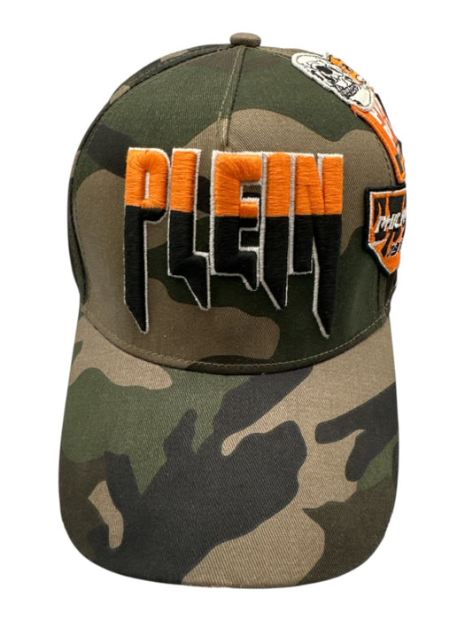 Philipp Plein Green, Brown, & Orange Cotton Camo Velcro Men's Hat Green, Brown, & Orange