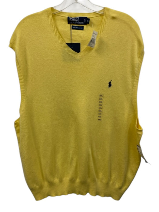 Polo NWT Size XXL Yellow Cotton Solid V Neck Vest Men's Sweater Yellow / XXL