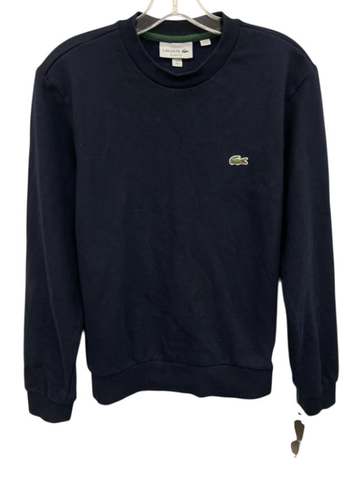 Lacoste Size S Navy Blue Cotton Blend Solid Sweatshirt Crew Long Sleeve Shirt Navy Blue / S