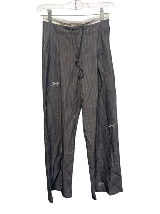 Qxigou Size M Light Gray & White No Fabric Tag Side Zip Pin Stripe Bow Pants Light Gray & White / M