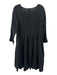 Son de Flor Size XS Black Linen Long Sleeve Gathered Pockets Midi Dress Black / XS