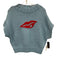 Maeve Size Medium Light Blue & Red Cotton Blend Short Sleeve Lips Sweater Light Blue & Red / Medium