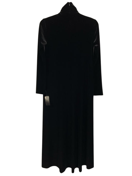 Norma Kamali Size S Black Polyester Blend Velvet High Neck Long Sleeve Dress Black / S