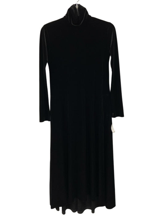 Norma Kamali Size S Black Polyester Blend Velvet High Neck Long Sleeve Dress Black / S