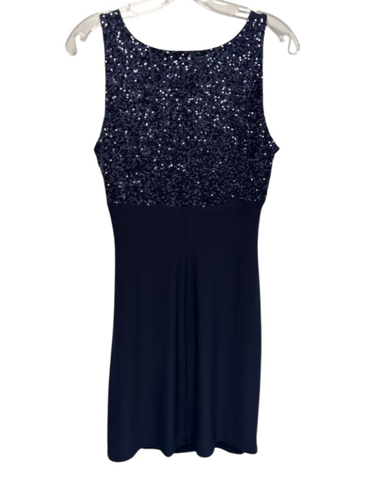 Lauren Ralph Lauren Size 10P Navy Blue Polyester Blend Sequin Sleeveless Dress Navy Blue / 10P