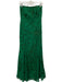 Cache Size M Green Silk Floral Beading Strapless Godet hem Full Length Gown Green / M