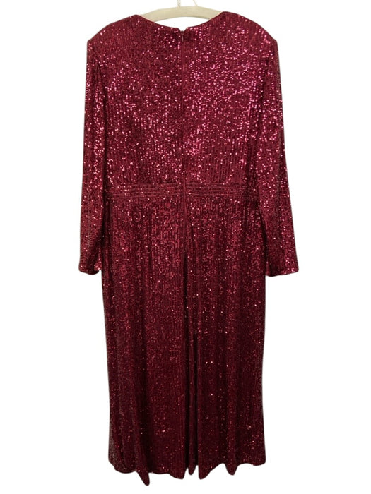 Eliza J Size 22 Red Polyester Blend Sequined Long Sleeve Shoulder Pads Dress Red / 22