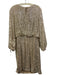 Eliza J Size 18 Beige & Silver Polyester Blend Sequined 3/4 Balloon Sleeve Dress Beige & Silver / 18