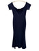 Lulus Size M Navy Blue Polyester Blend Off Shoulder V Neck Back Zip Gown Navy Blue / M