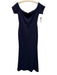 Lulus Size M Navy Blue Polyester Blend Off Shoulder V Neck Back Zip Gown Navy Blue / M