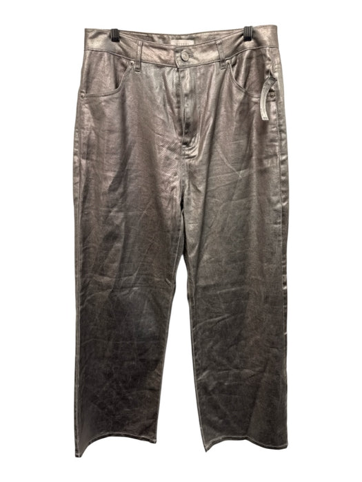 Meshki Size L Silver Cotton Coated Denim Metallic Button & Zip Fly Jeans Silver / L