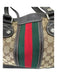 Gucci Brown, Red & Green Canvas 2 Handles Shoulder Bag silver hardware Bag Brown, Red & Green / M