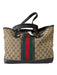 Gucci Brown, Red & Green Canvas 2 Handles Shoulder Bag silver hardware Bag Brown, Red & Green / M