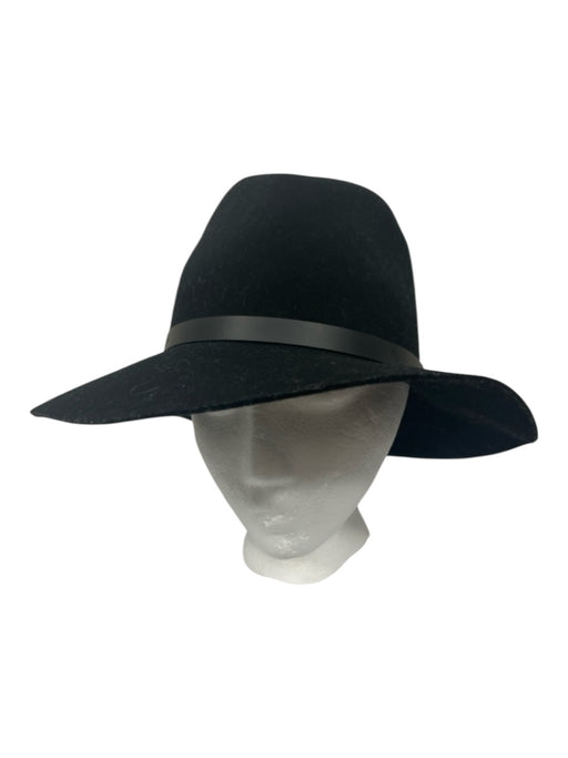 Rag & Bone Black Wool Leather Detail Brim Hat Black / S