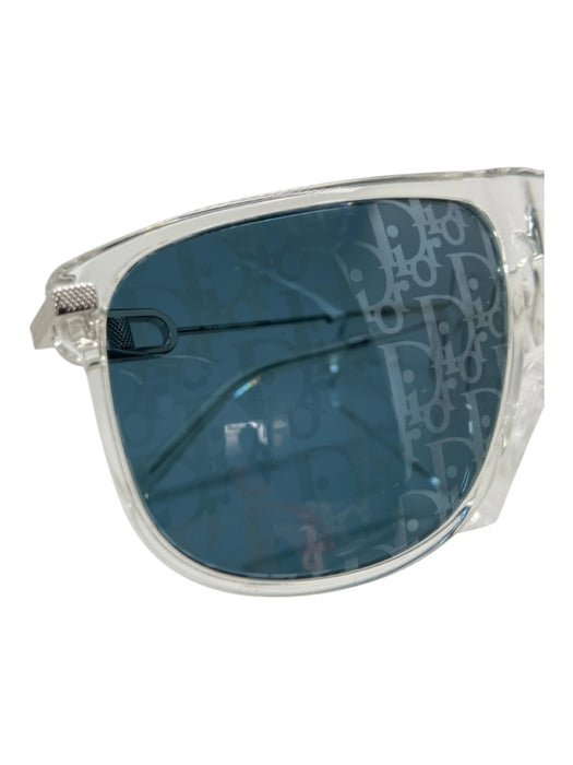 Christian Dior Clear & Gray Acetate Silver Tone Metal Printed Logo Sunglasses Clear & Gray