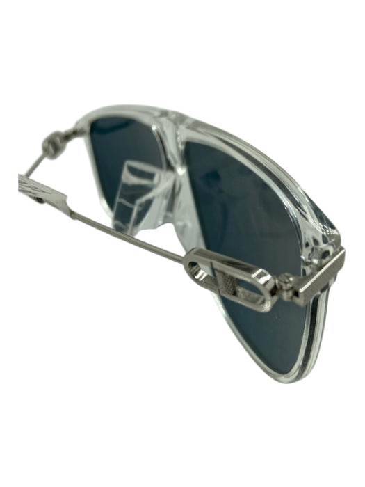 Christian Dior Clear & Gray Acetate Silver Tone Metal Printed Logo Sunglasses Clear & Gray