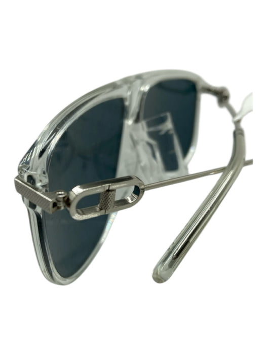 Christian Dior Clear & Gray Acetate Silver Tone Metal Printed Logo Sunglasses Clear & Gray