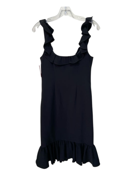 Cinq a Sept Size 6 Black Triacetate Sleeveless Ruffled Straps Side Zip Dress Black / 6