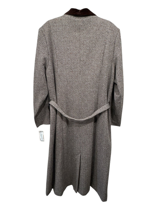 Neiman Marcus Size S Brown Print Wool Blend Houndstooth Mid Belted Arrows Dress Brown Print / S