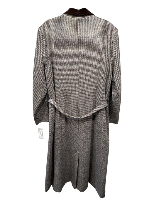 Neiman Marcus Size S Brown Print Wool Blend Houndstooth Mid Belted Arrows Dress Brown Print / S