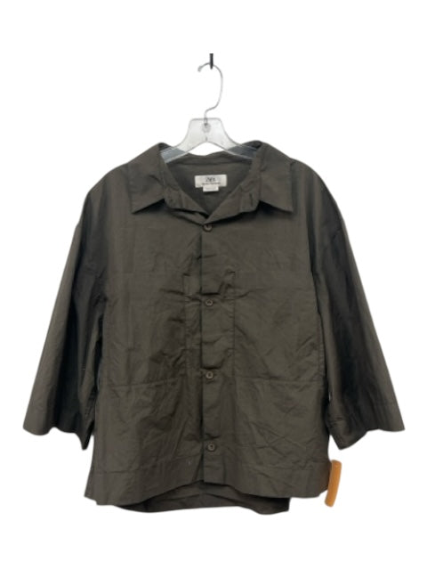 Zara Size M Army Green Cotton Front Pocket Collar Button up Shirt Army Green / M