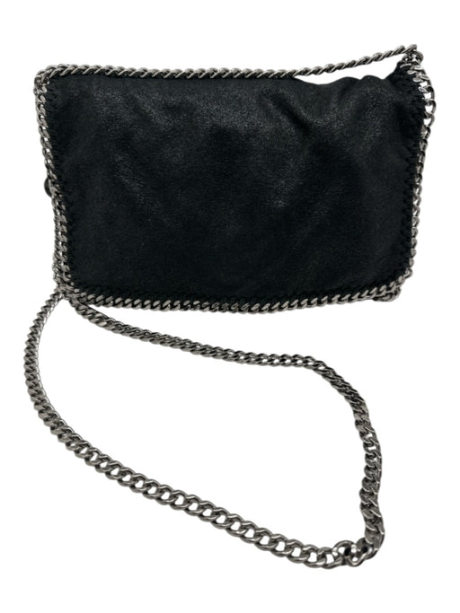 Stella McCartney Black Silver Hardware Suede Shimmer Chain Detail flap Bag Black / S
