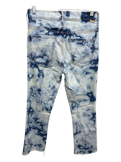 Mother Size 26 Light & Dark  Blue Cotton Denim Tie Dye High Waist Frayed Jeans Light & Dark  Blue / 26