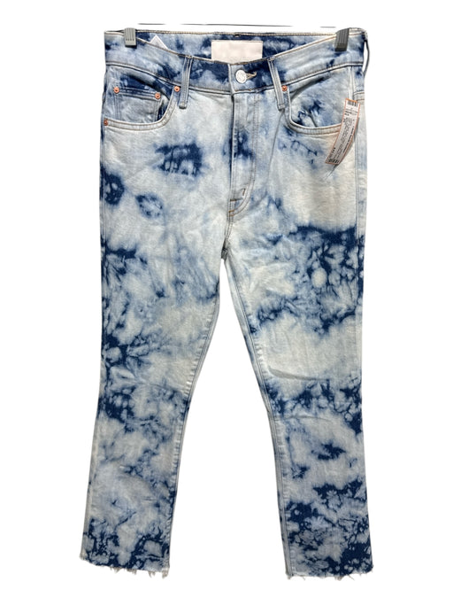 Mother Size 26 Light & Dark  Blue Cotton Denim Tie Dye High Waist Frayed Jeans Light & Dark  Blue / 26