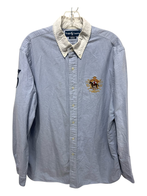 Ralph Lauren Size XL Light blue Cotton Solid Button Up Men's Long Sleeve Shirt Light blue / XL