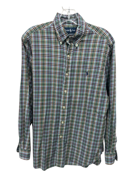 Ralph Lauren Size M Blue & Green Cotton Plaid Button Up oxford Long Sleeve Shirt Blue & Green / M